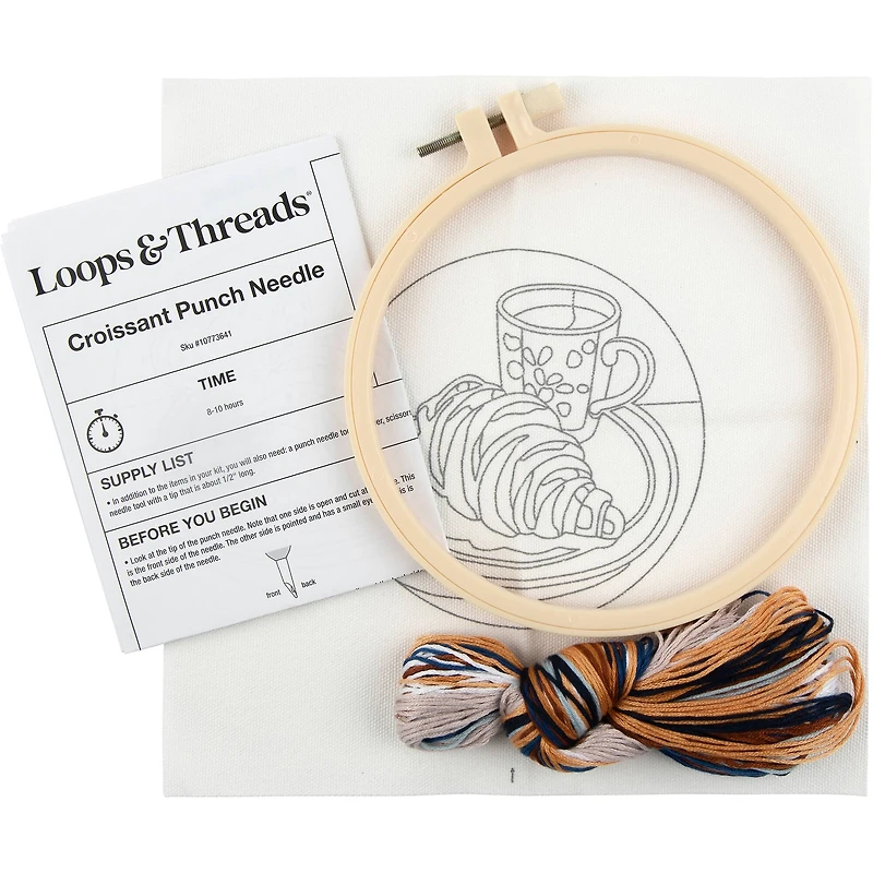 6" Croissant Punch Needle Kit with Hoop by Loops & Threads®