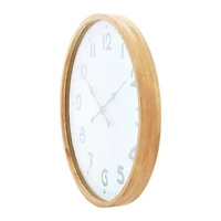 Hello Honey® 29" Round Natural Wood and Metal Wall Clock