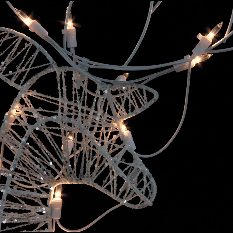 White Glittered Doe, Fawn & Reindeer Lighted Christmas Decoration