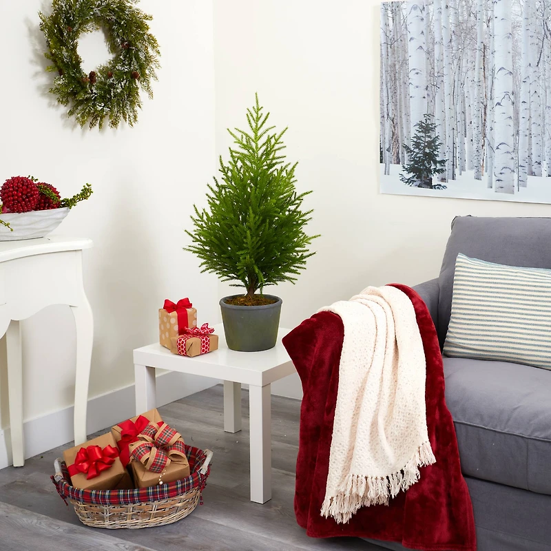 3ft. Unlit Norfolk Island Pine Artificial Potted Christmas Tree