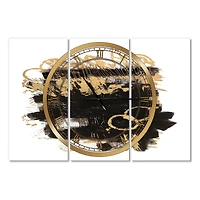 Designart 'Gold And Black Drift Ii Modern Multipanel Wall Clock