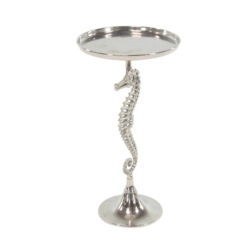 Silver Aluminum Coastal Accent Table
