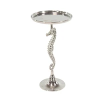 Silver Aluminum Coastal Accent Table
