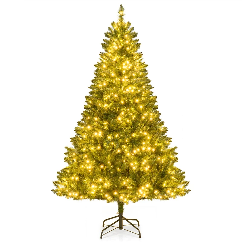 Costway 6ft. Pre-Lit Hinged Artificial Christmas Tree, Warm White LED Lights