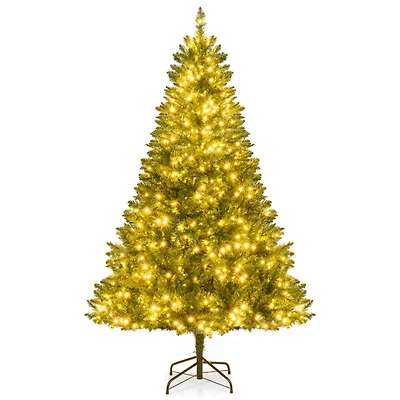 Costway 6ft. Pre-Lit Hinged Artificial Christmas Tree, Warm White LED Lights