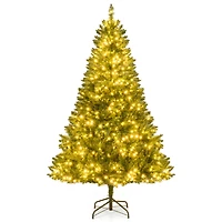 Costway 6ft. Pre-Lit Hinged Artificial Christmas Tree, Warm White LED Lights