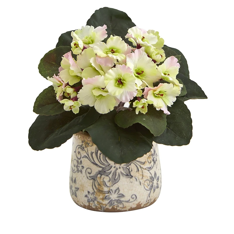 8" African Violet Artificial Plant in Floral Design Vase Set