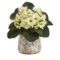 8" African Violet Artificial Plant in Floral Design Vase Set
