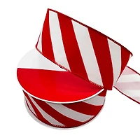 2.5" x 80ft. Red & White Diagonal Stripes Wired Jumbo Ribbon by Celebrate It®
