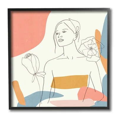 Stupell Industries Female Line Portrait Black Framed Wall Art