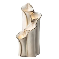 Glitzhome® 31.25" 4-Tier LED Lotus Leaf Textured Ceramic Vase Outdoor Floor Fountain