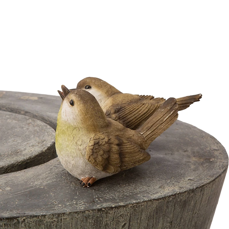 Glitzhome® 25" Polyresin Spring Birds Outdoor Fountain with LED Light