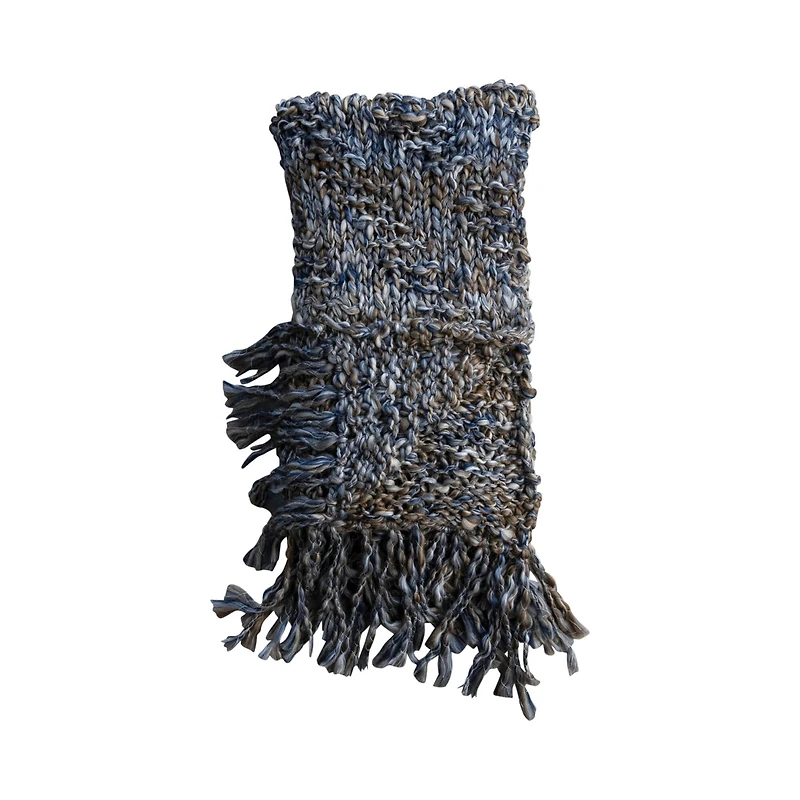 Hello Honey® 60" Blue & Brown Woven Mélange Acrylic Throw with Fringe
