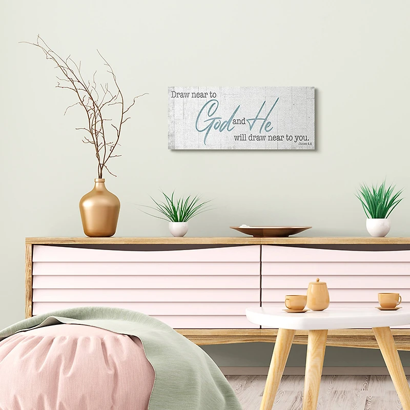 Stupell Industries Draw Near to God Phrase Charming Faith Based Canvas Wall Art