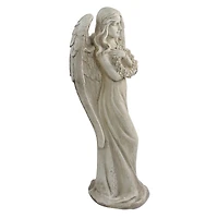 22" Peaceful Angel Holding a Floral Wreath Outdoor Garden Statue