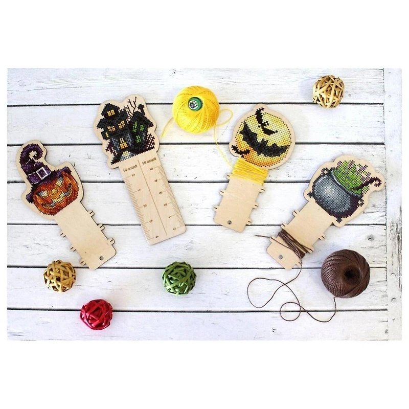 Mp Studia Halloween Cross Stitch on Wood Kit