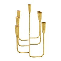 CosmoLiving by Cosmopolitan 10'' Gold Iron Contemporary Candlesticks Holder