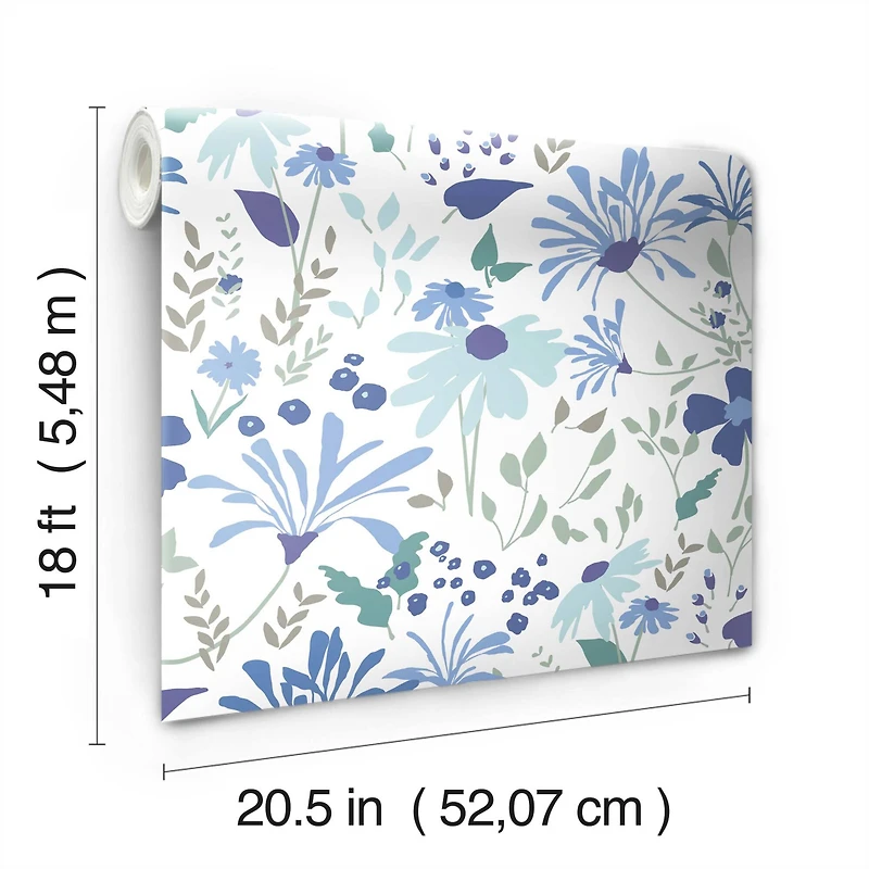 RoomMates Blue Bella Garden Peel & Stick Wallpaper