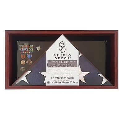 13" x 26.5" Mahogany Flag & Memorabilia Display Case by Studio Décor®