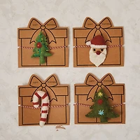 Hello Honey® Handmade Wool Felt Gift Topper Set with Santa, Cane & Christmas Tree