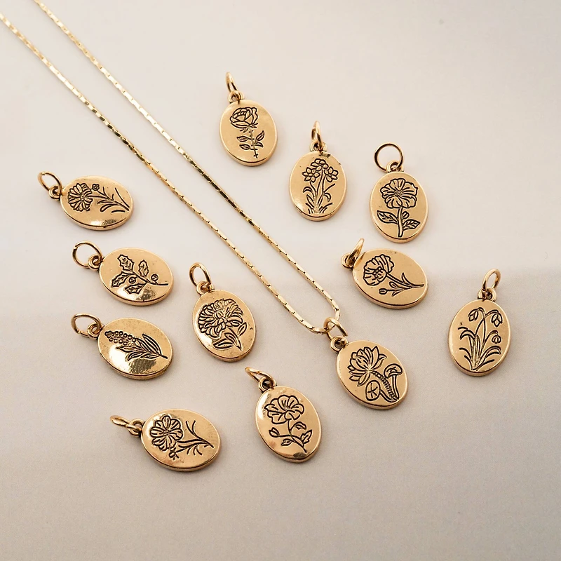 Crystal Lane DIY Gold Birth Flower Charms, 12ct.