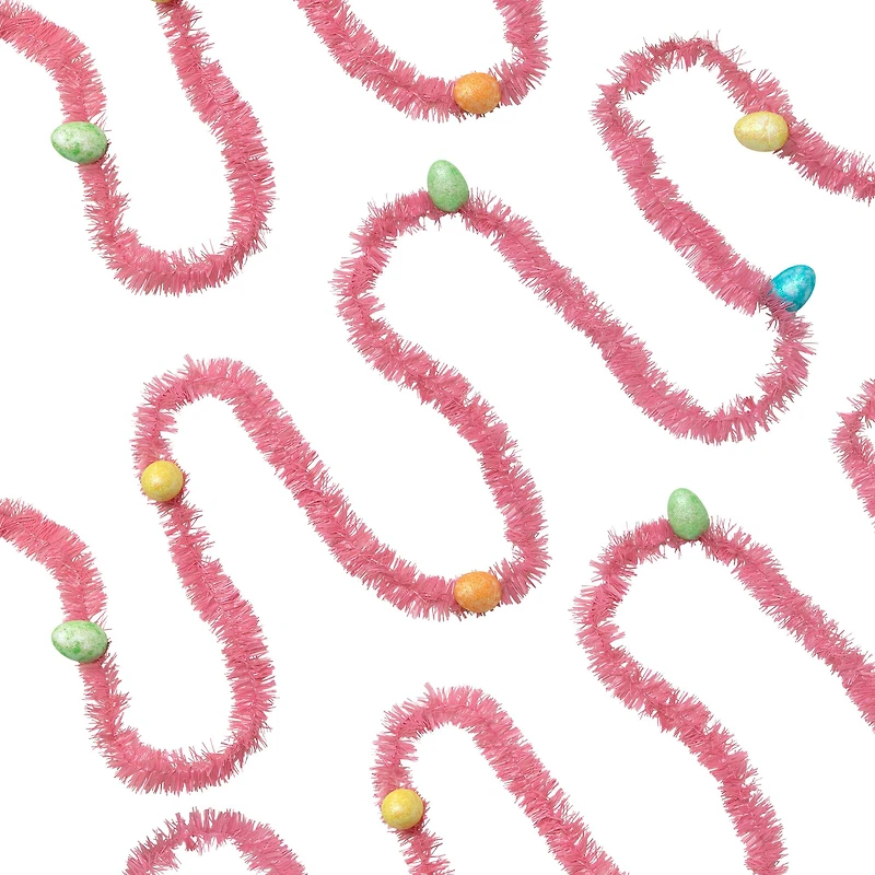 25ft. Pink Tinsel Garland with Easter Eggs