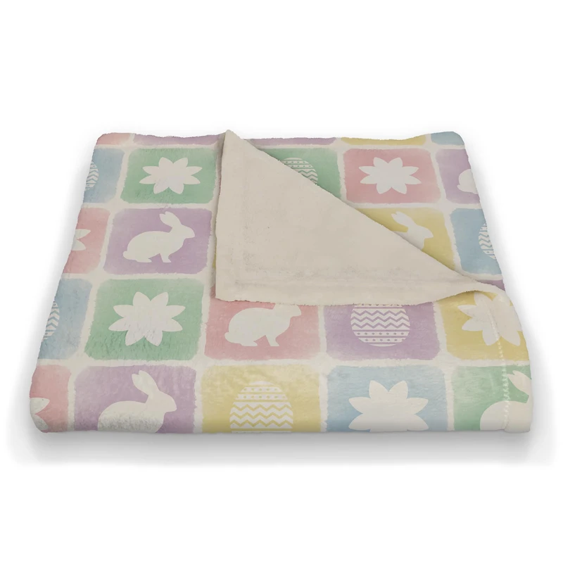 Easter Block Pattern 50" x 60" Sherpa Fleece Blanket
