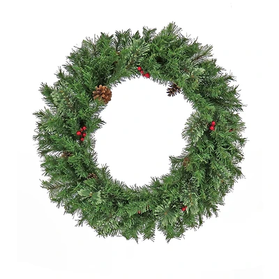 30" Cashmere Wreath with Pinecones & Berries