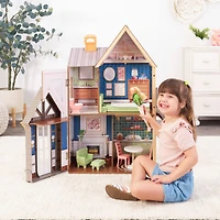 KidKraft Modern Charm Wooden Dollhouse with Open & Close Front & 7 Accessories