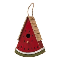 Glitzhome® 11" Hanging Wood Watermelon Garden Decorative Birdhouse