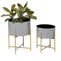 Metal Contemporary Planter with Gold Legs Set