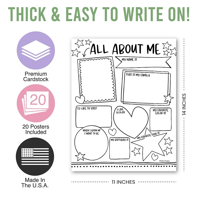 Hadley Designs 11" x 14" Star Student Read All About Me Posters, 20ct.