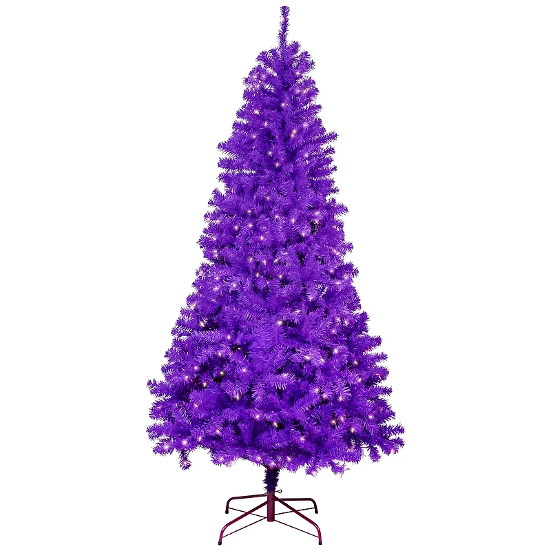7ft. Pre-Lit Purple Pine Artificial Christmas Tree, Clear Lights