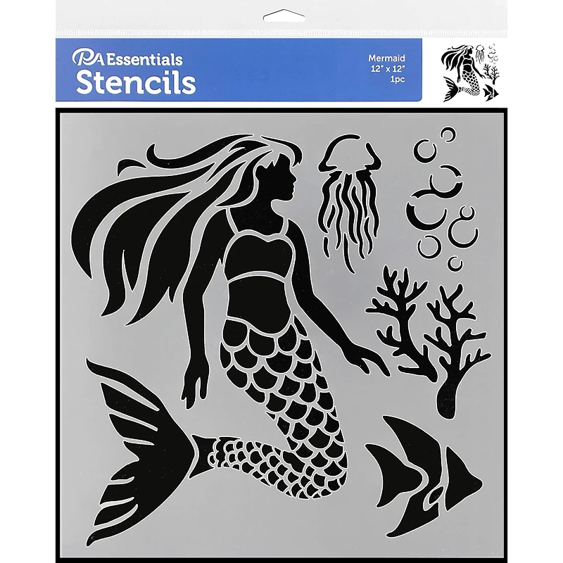 PA Essentials Mermaid Stencil, 12" x 12"