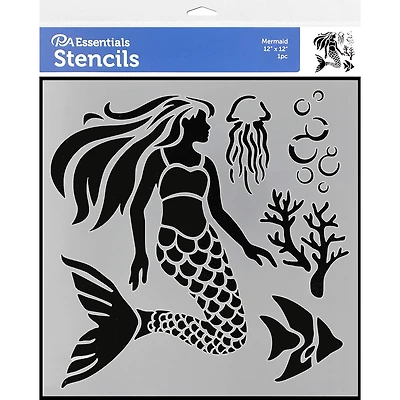 PA Essentials Mermaid Stencil, 12" x 12"