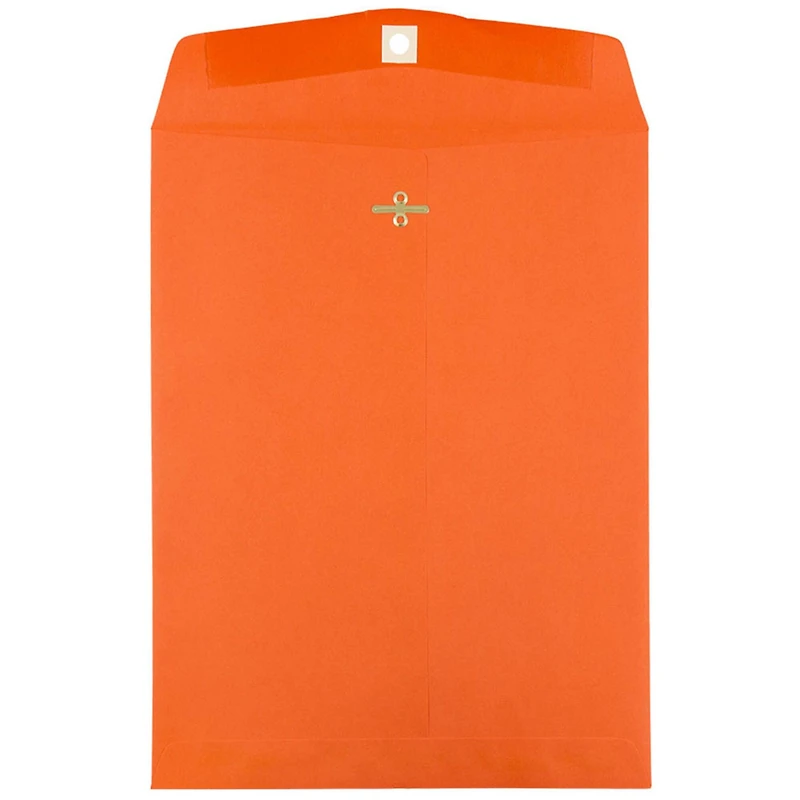 JAM Paper 9" x 12" Orange Recycled Clasp Closure Envelopes