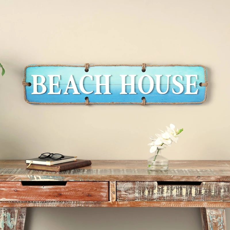 Blue Beach House Wooden Wall Sign Décor