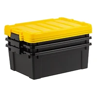 IRIS® 47qt. Black Store-It-All Utility Totes with Yellow Buckle Lids, 3ct.