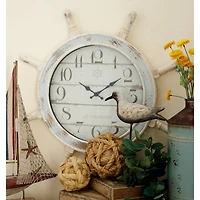 Blue Coastal Wood Wall Clock
