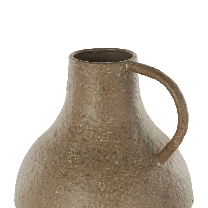 15.75" Brown Metal Antique Inspired Vase with Handle