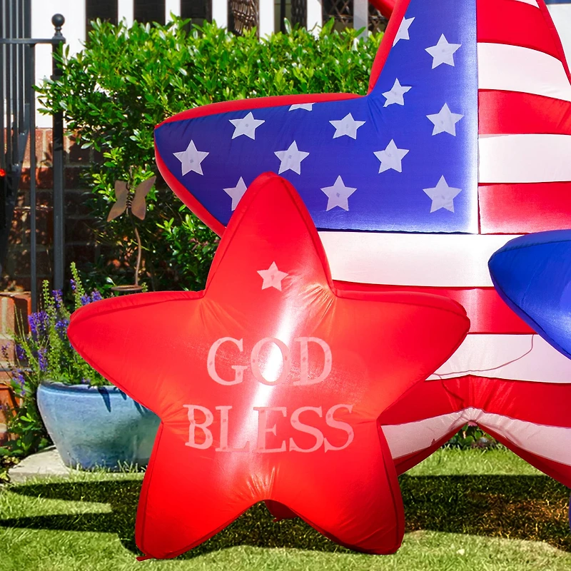 Glitzhome® 6ft. Lighted Patriotic American Inflatable Stars Décor