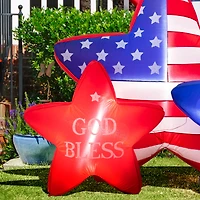 Glitzhome® 6ft. Lighted Patriotic American Inflatable Stars Décor
