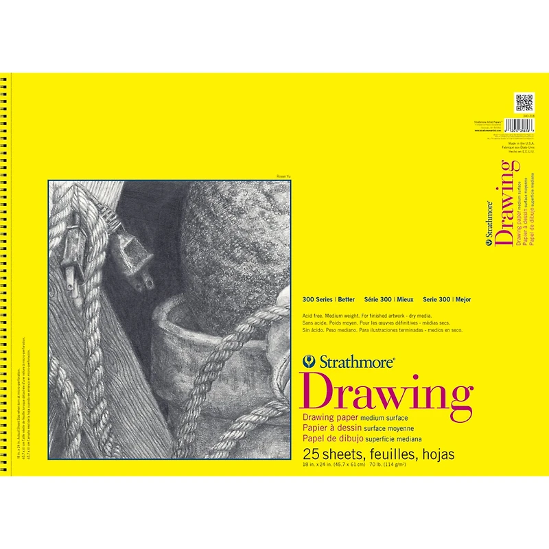 Strathmore® 300 Series Wired Drawing Paper Pad, 25 Sheets