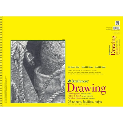 Strathmore® 300 Series Wired Drawing Paper Pad, 25 Sheets