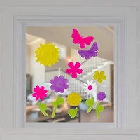 Pink & Purple Spring Flowers Gel Window Cling Set