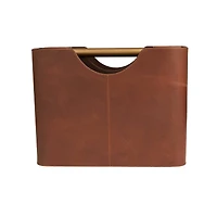 16" Brown Leather Magazine Holder