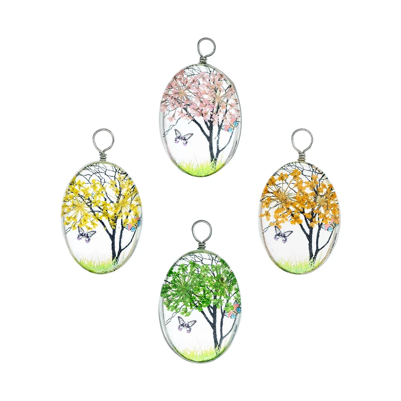 John Bead 22mm x 30mm Dried Flower Assorted Pendants