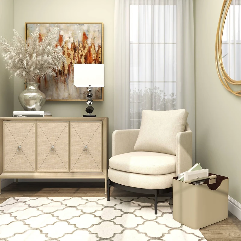 16" Light Gray Leather Magazine Holder