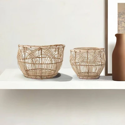 Hello Honey® Natural Handmade Decorative Rattan Basket Set