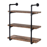 Honey Can Do 34.5" Black Three-Tier Industrial Wall Shelf